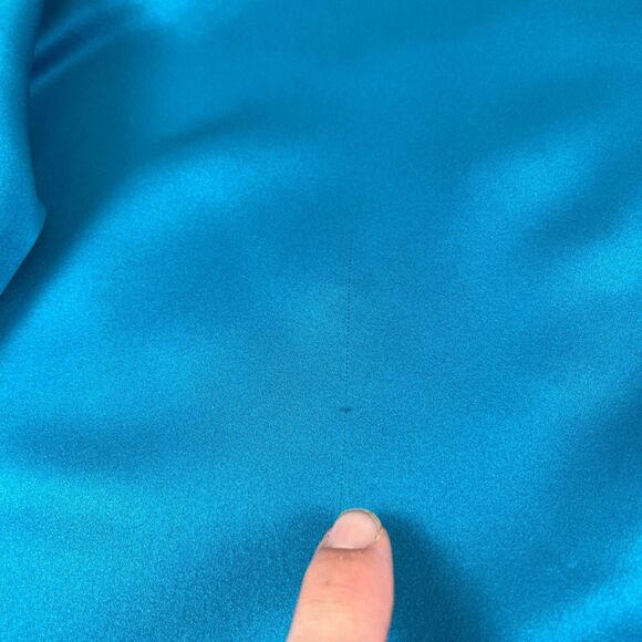 1990s S Victorias Secret Gold teal/blue top, vintage satin blue long sleeve top - Picture 6 of 9